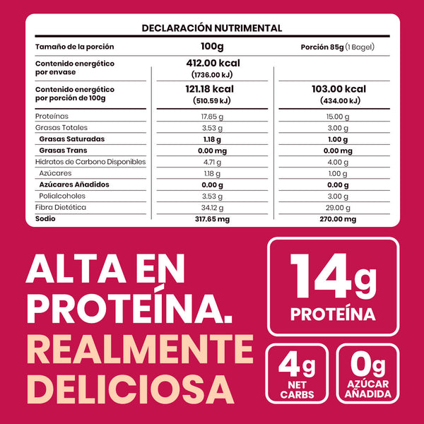 declaración nutrimental bagels sola sabor mora azul