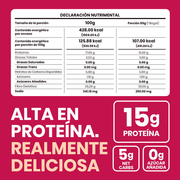 declaración nutrimental bagels sola sabor natural