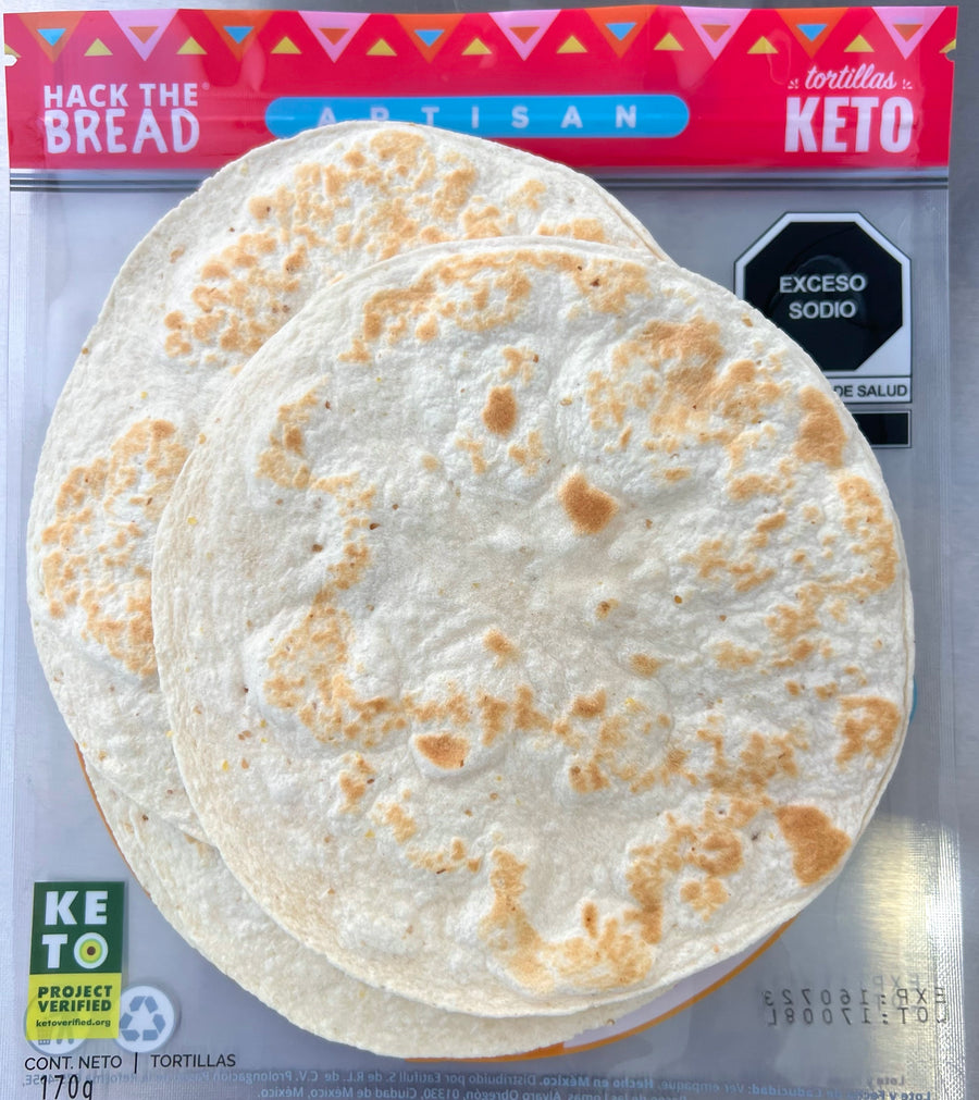 Tortillas Keto Cero Carbohidratos, Sin Azúcar de Hack The Bread® - 22.5 Calorías, 3.4g de Proteína, 6.3g de Fibra